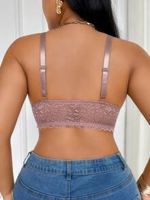 SHEIN Lingerie Renda Seksi Elegan & Nyaman untuk Wanita Ukuran Besar - Berwarna merah muda - View 2