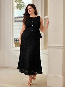 MOTF PREMIUM PLUS SIZE WOMEN ELEGANT LACE FRENCH NICHE DESIGN TOP - Black - View 5