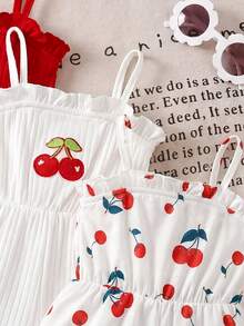 SHEIN 3pcs/Set Cute Summer Knit Floral & Striped Pattern Jumpsuit For Baby Girl - Multicolor - View 5