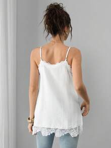 Momance Maternity Floral Hem Design Open Slit Camisole - White - View 2