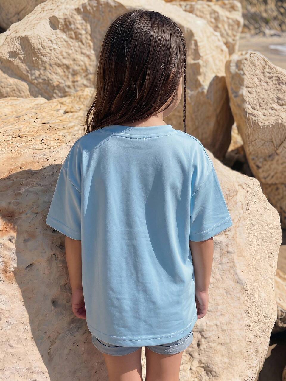 Crew Neck Basic Apple Print Casual Young Girls T-Shirt Vacation Summer