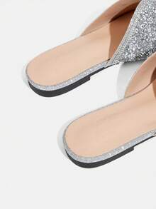 CUCCOO TILAWA Ladies' Fashionable And Elegant Rhinestone Pointed, Women's Flat-Soled Shoes, Suitable For Banquets, Parties, Daily And Other Occasions - Silver - View 4