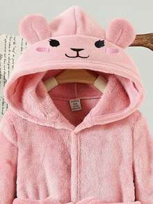 LMoss Kids 女童刺繡針織抓絨休閒連帽秋季開襟衫居家服 - 淺粉色 - 查看 2