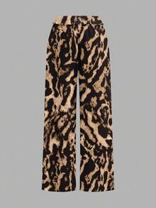 Attitoon Casual Minimalist Street Style Full-Print Leopard Pattern Women Pants, Versatile For Spring/Summer - Multicolor - View 4