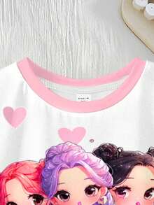 2pcs/Set Toddler Girls' Cartoon Floral Princess T-Shirt And Shorts Set, Sweet & Cute, Comfortable & Versatile, Suitable For Summer Outings, - Multicolor - View 5