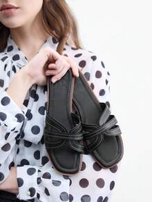 CUCCOO BIZCHIC 夏季新款黑色海灘度假休閒女款平底涼鞋 - 黑色 - 查看 2