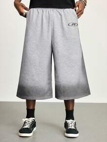 ROMWE MEN Street Life Pantalones de chándal casuales con cintura con cordón degradado para hombres, verano - Gris - Ver 5