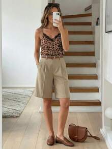 SHEIN LUNE Casual Versatile Fashion Printed V-Neck Contrast Lace Camisole For Women - Multicolor - View 3