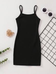 SHEIN 3件套女童针织纯色条纹花卉图案吊带连衣裙套装 - 彩色 - 查看 4