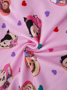 CoComelon X SHEIN Baby Girl Cartoon Print Round Neck Short Sleeve Top And Leggings Pajama Set - Multicolor - View 8