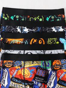 SHEIN 5pcs/Pack Kids/Tween Boys' Sports & Gaming Graphic Elastic Waist Briefs - Multicolor - View 6