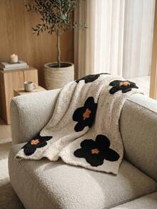 1pc Knitted Blanket/Throw/Towel For Office Nap/Sofa/Air Conditioning, Rest Blanket With Knit Cover - Black - View 4
