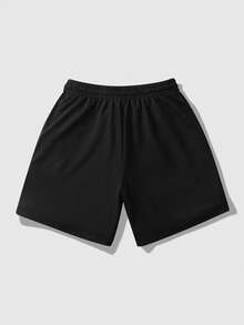 ROMWE MEN Men's Summer Fashion Cross Rhinestone Embellished Shorts - Black - View 2