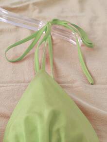 GlowEve Women's Solid Color Ruched Shoulder Tie Sexy Dress - Olive Green - View 6
