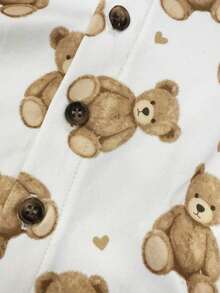 SHEIN 女嬰花卉卡通刺繡荷葉邊飾長袖單排扣針織開襟外套，秋冬款 - 白色 - 查看 6