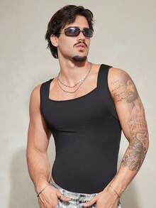 FeverCity Men's Casual Solid Color Jumpsuit - Black - View 5