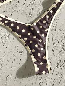SHEIN Swim 2件組女款隨機印花細肩帶高衩性感比基尼套裝，春夏季 - 彩色 - 查看 5