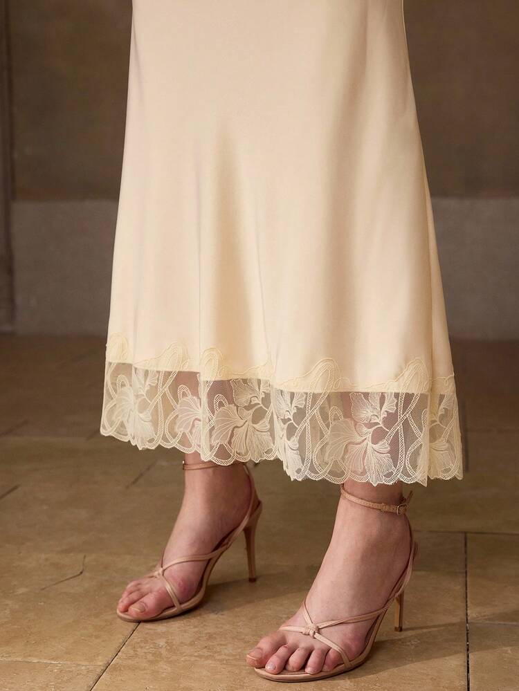 WOMEN'S CONTRAST LACE HEM MERMAID SKIRT