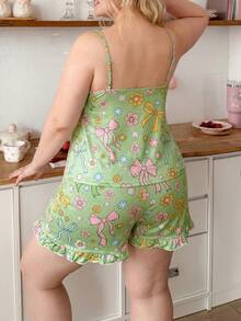 Slumberry CURVE Sweet Bow Strap Plus Size Pajama Set - Multicolor - View 2