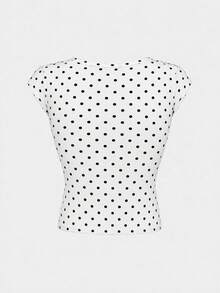SHEIN Teen Girl Summer Casual Polka Dot Print T-Shirt - White - View 2
