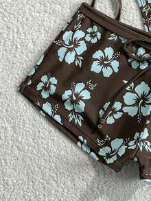 Soleia Summer New Beach Vacation Party Afternoon Tea Floral Print Micro Triangle Side Ruched 3-Piece Swimwear Set For Women, Floral Print Bikini Swimwear. Search: Polka Dot Bikini, Polka Dot Swimwear - Multicolor - View 4