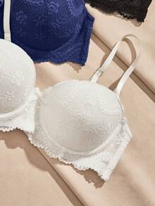 HautHeat 3pcs Women's Underwire Bra With Non-Removable Padded Cups - Multicolor - View 4