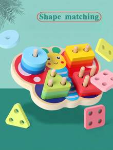 MINKOJA Montessori Wooden Butterfly Shape Sorting Stacking Toy, Educational Color & Shape Recognition Blocks For Toddlers, Fine Motor Skills & Hand-Eye Coordination Learning Toy, Perfect Early Learning Gift For Boys & Girls - Multicolor - View 3