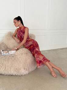 Lavishia Leopard Print Sleeveless Ruched Waist Bodycon Dress, Suitable For Summer - Multicolor - View 6