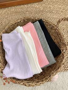 LMoss Kids 5 buah Legging Rajut Kasual Warna Polos untuk Bayi Perempuan - Grey - View 4