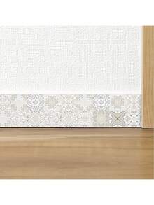 1pc Gray & White Floral Pattern Wall Sticker, Elegant PVC Self-Adhesive Removable Flat Wall Paper, Suitable For Home, Kitchen, Room, Wall Decor - multicolor - View 4