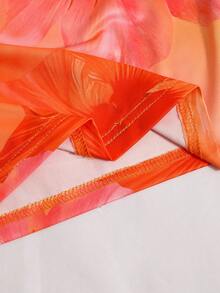 SHEIN Sparklyn 夏季女童无袖长裙，色彩缤纷的水果印花，充满活力，修身剪裁，侧开衩下摆，非常适合外出和拍照！ - 亮橙色 - 查看 7
