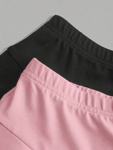 SHEIN Girlism Tween Girl 2 Packs Knitted Solid Color Cute Ruffle Layered Built-In Shorts Mini Skirt, Back To School, Teen Skirts Set, Ruffle Skort 3packs Set - Multicolor - View 4