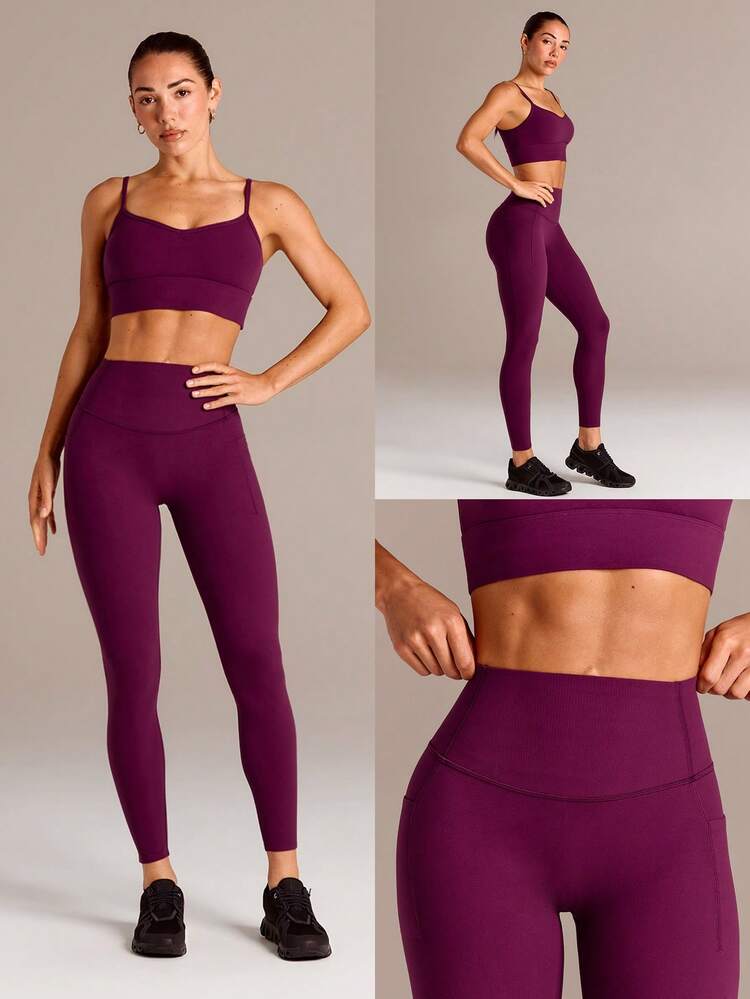 24" Peakbum-Lift FeatherFit™-Sculpt Butt-Lifting Tummy Control Side Pockets Leggings Medium Impact Training Running Workout Gym Fitness Wear
