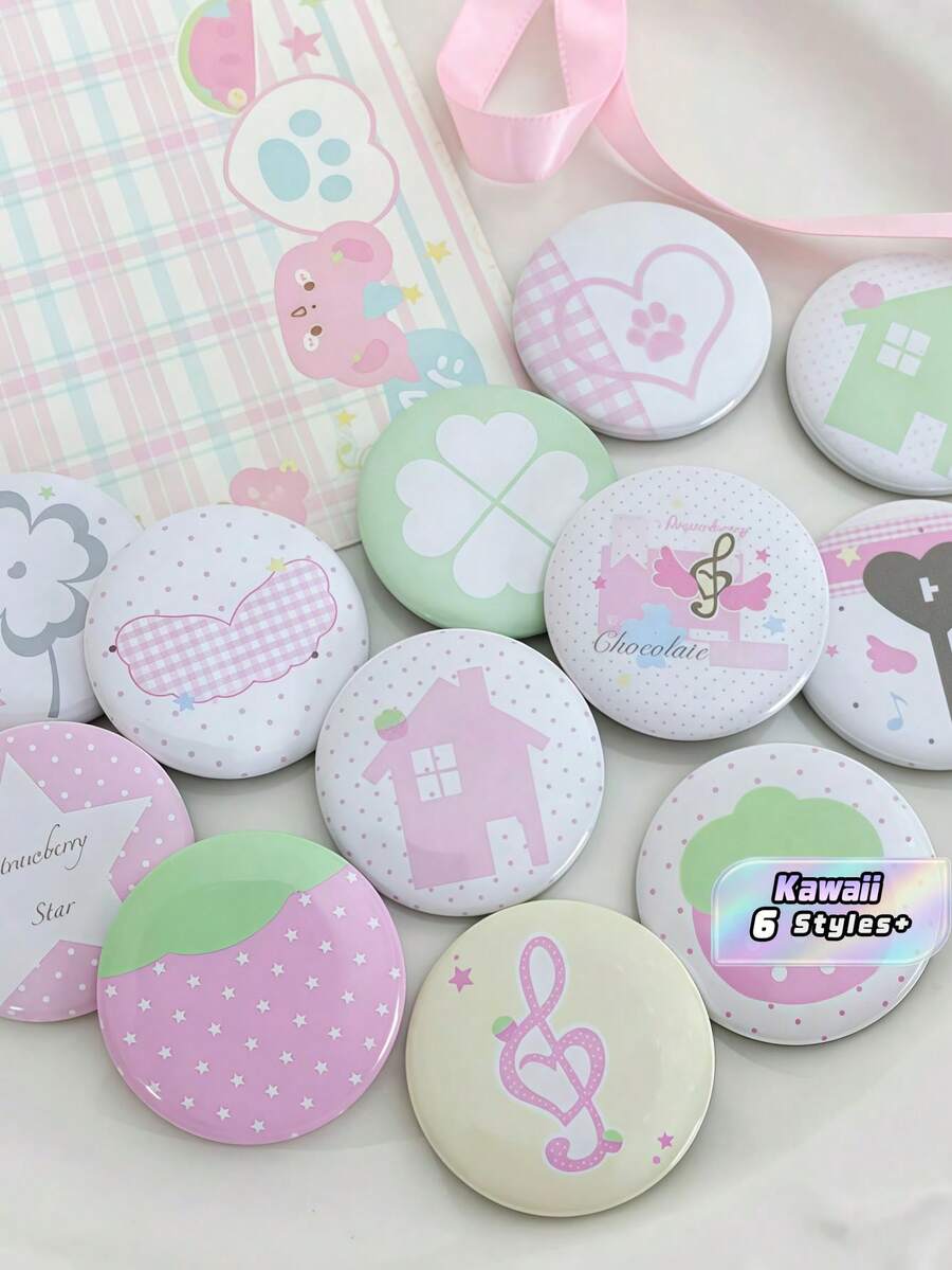 Kawaii Animal 25mm Enamel Pin, Glitter Cute Brooch For Notebook Bag Coat Collar, Journal Decoration Daily Use - 6pcs/set - View 1