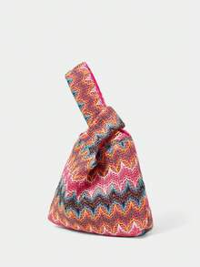 SHECARRY Ladies, Women Top Handle Bag, Evening Bag, Spring/Summer Multicolor Resort Colorful Wave Texture, Fashionable, Elegant, Simple, Personalized, Versatile, For Beach, Vacation, Holiday, Summer, Seaside, Beach Party - color - View 3