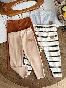 LMoss Kids Bộ 4 món đồ mặc thường ngày dệt kim trơn kẻ sọc cho bé trai - Nhiều màu - Xem 9
