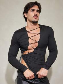 FeverCity Mono ajustado con pliegues para hombre, versátil para uso diario - Negro - Ver 6