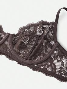 Bella Beso 3pcs/Set Conjunto de sujetador cómodo sin aros con copa fina de encaje para mujer, unicolor para verano para verano - Multicolor - Ver 25