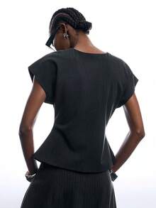LYSMO 2026 New Arrive Minimalism Summer Women's Casual Commuter Solid Color Button Vest - Dark Grey - View 2