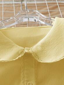 GlowEve Women's Solid Color Single-Breasted Peter Pan Collar Blouse - Yellow - View 4