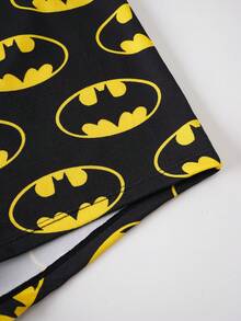 BATMAN X SHEIN Plus Size Women Patchwork Bra And Briefs Casual Everyday Underwear Set - Black - View 7