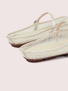 CUCCOO DOLLMOD Women's Shoes, Beige, Flower Embroidered Upper, Exposed Heel, Round Toe, Flat Bottom, Sweet, Cute, Comfortable And Casual. - Dandelion-Apricot - View 6