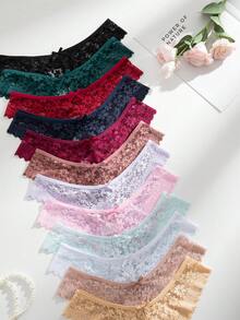 SHEIN 12件/組 浪漫性感蕾絲女用丁字褲，多色 - 彩色 - 查看 5