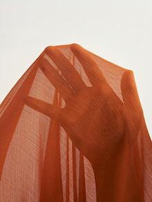 Bohemela Camisa holgada de mujer de unicolor con volantes en el bajo - Naranja - Ver 8