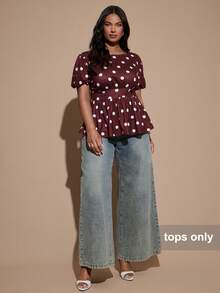 SHEIN BAE CURVE 大尺碼女款波點露背短版上衣 - 彩色 - 查看 5