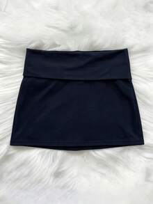 Resyla 女款休閒運動刺繡純色緊身裙，秋季健身房海軍藍高爾夫網球 - 藏蓝色 - 查看 2