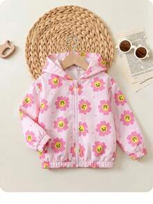 Jaket Bayi Perempuan Balita/Bayi Baru Lahir 0-3 Tahun Musim Semi/Panas Kasual Ringan Berkerudung Musim Gugur Musim Dingin - Berwarna merah muda - View 3