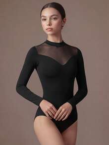 SHEIN Teen Girls Clothes Solid Color Contrast Mesh Sportswear Jumpsuit,College, Back To School Autumn Fall - Black - View 5