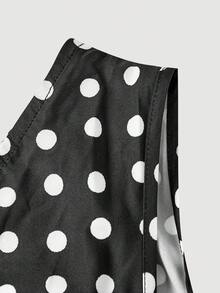 SHEIN MOD 女士时尚优雅波点印花连体裤 - 黑色 - 查看 5