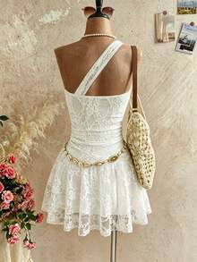 INAWLY Women's Lace Vacation Mini Dress White Summer Sexy European Beach Holiday - White - View 4